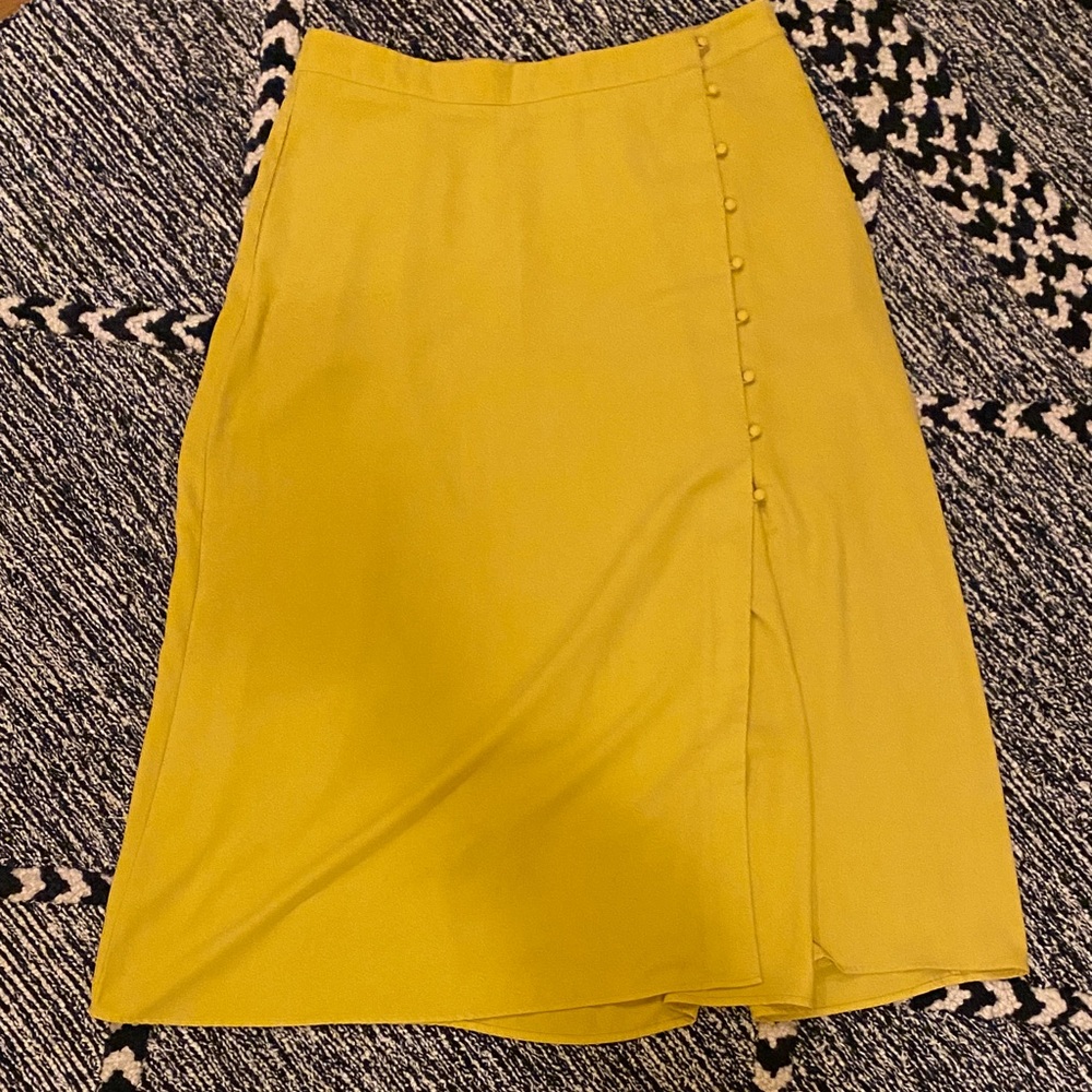 A New Day Yellow A-Line Skirt with Button Accents